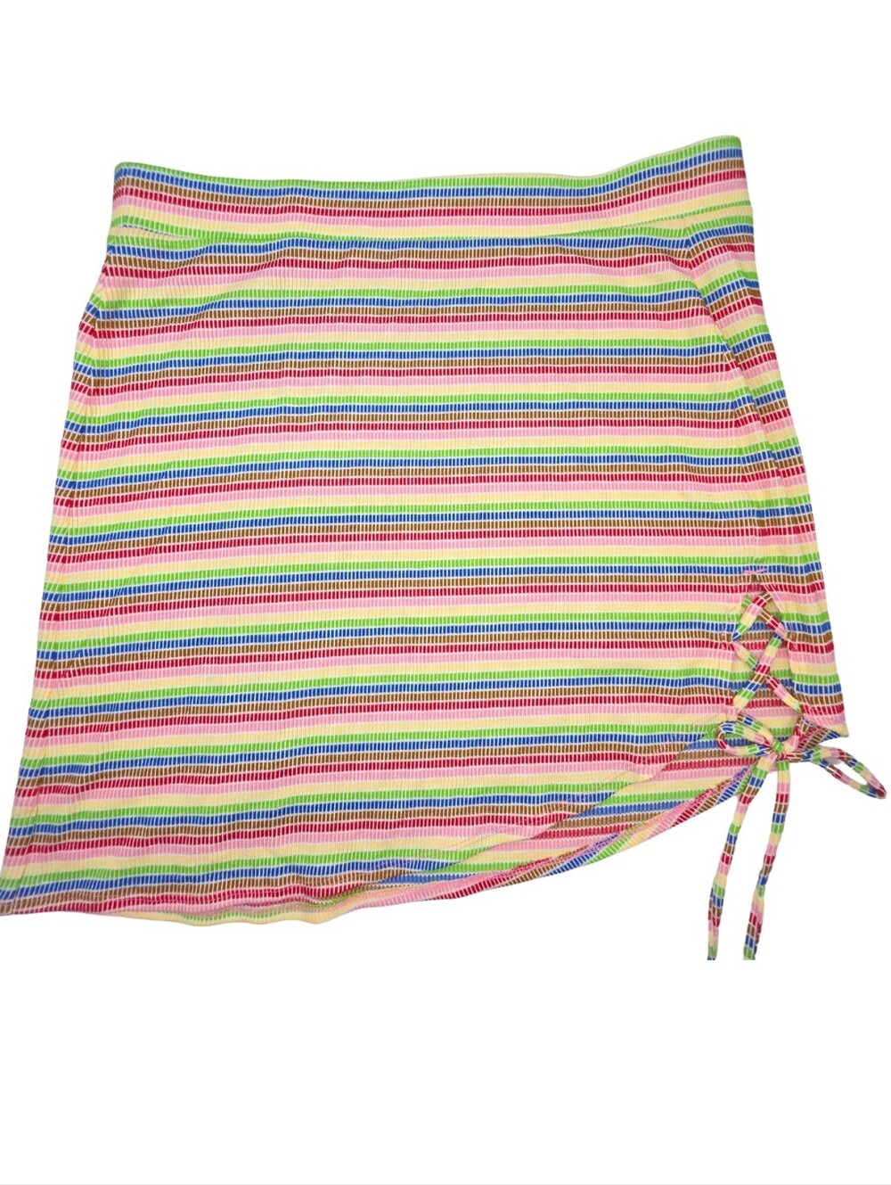 Target Pride L Rainbow Striped Side-Tie Ribbed Mini Skirt 3947-j